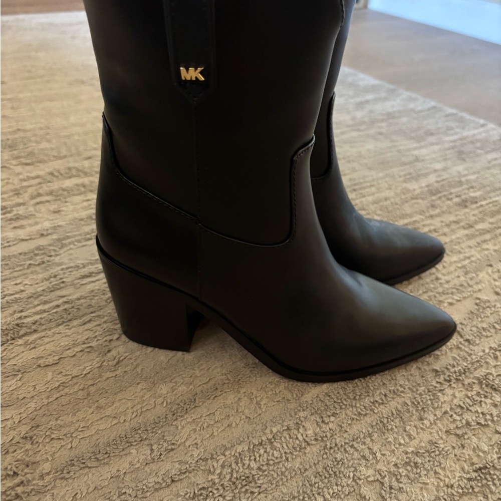 Michael Kors Black Heeled Boots with Chunky Heel